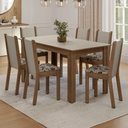 Ver imagem 1 de Conjunto Sala de Jantar Lucena Mesa Tampo de Madeira 6 Cadeiras Rustic/crema/bege Marrom Madesa