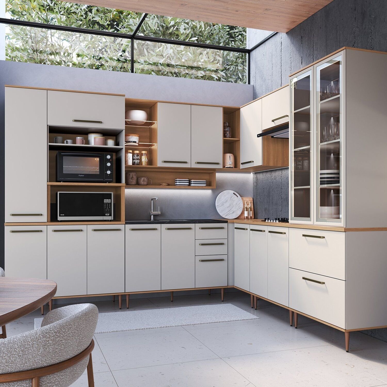 Cozinha Modulada Completa Isabelle 10 Peças com Torre Quente para