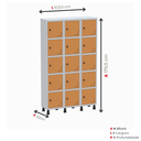 Ver imagem 2 de Armário Locker Guarda Volume Aço Light 15 Portas 103,5x179,5cm Verde/Cinza