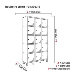 Armário Locker Guarda Volume Aço Light 15 portas 103,5x179,5cm - 4