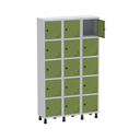 Ver imagem 3 de Armário Locker Guarda Volume Aço Light 15 Portas 103,5x179,5cm Verde/Cinza