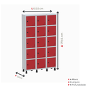 Ver imagem 2 de Armário Locker Guarda Volume Aço Light 15 Portas 103,5x179,5cm Vermelho/Cinza