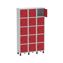 Ver mais imagens de Armário Locker Guarda Volume Aço Light 15 Portas 103,5x179,5cm Vermelho/Cinza