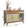 Aparador Buffet Retrô Bar Clássico 2 Portas 1 Gaveta Linea Brasil Piemonte Amêndoa Off White - 2