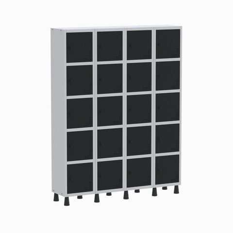 Armário Locker Guarda Volume Aço Light 20 Portas 138x179,5cm Cinza
