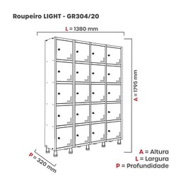 Armário Locker Guarda Volume Aço Light 4v 20 Portas Gr304/20 - 5