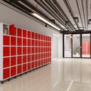 Ver imagem 1 de Armário Locker Guarda Volume Aço Light 20 Portas 138x179,5cm Vermelho/Cinza
