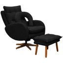 Ver imagem 2 de Kit Poltrona de Amamentação Base Giratória Balanço e Puff Angra Veludo - Sofa Store:Veludo Preto