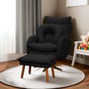 Ver imagem 1 de Kit Poltrona de Amamentação Base Giratória Balanço e Puff Angra Veludo - Sofa Store:Veludo Preto