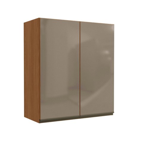 Armário Aéreo com Vidro 2 Portas 80cm Maxxi Marrom/Canela