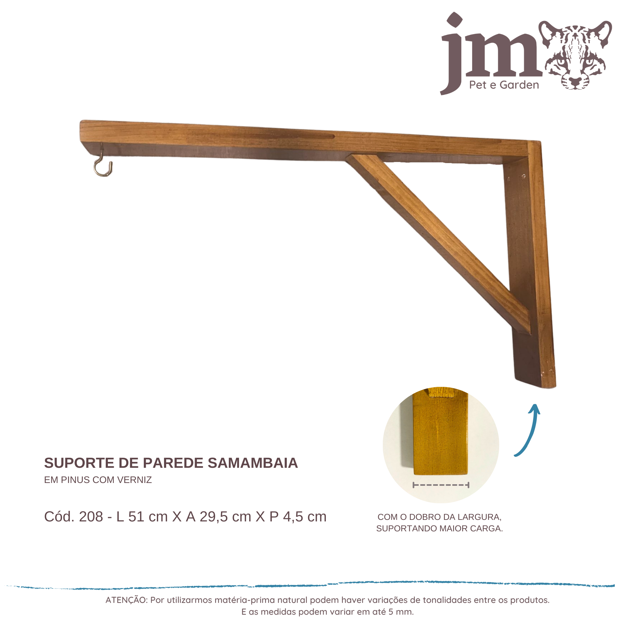 Kit 2 Suporte Parede Reforçado para Samambaia 51cm - 3