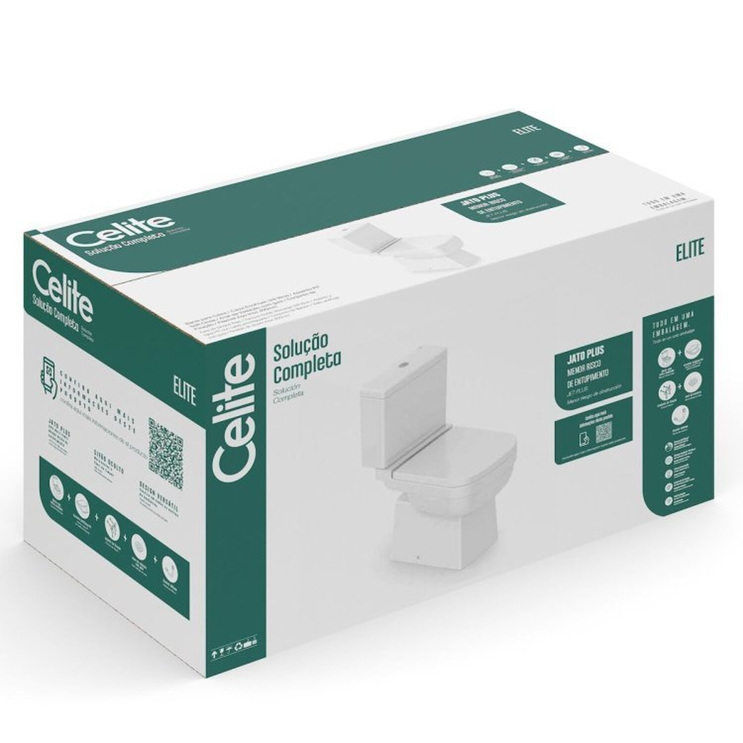 Kit 3 Vasos Sanitário com Caixa Acoplada e Assento Soft Close Elite Celite - 15