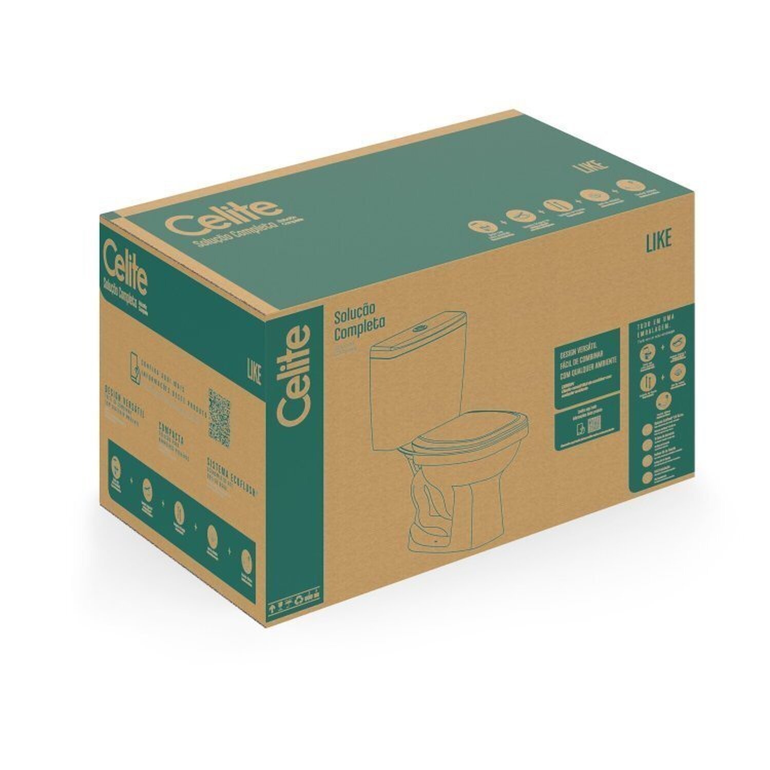 Kit 3 Vasos Sanitários com Caixa Acoplada e Assento Like Celite - 2