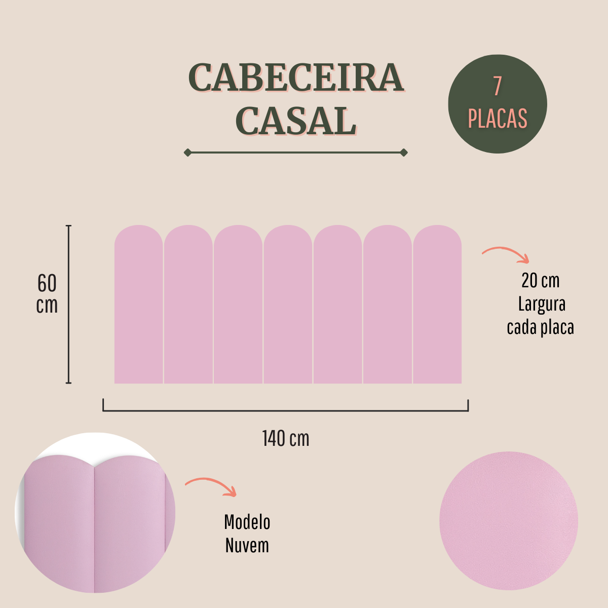 Cabeceira Casal Modulada Nuvem Cama Box Corino Rosa Bebê - 2