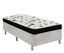 Ver imagem 1 de Cama Box Solteiro Suede Cinza + Colchão Solteiro Suede Preto Orto Molas Bonnel 88x188x55