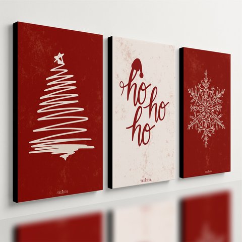 Kit 3 Quadro Decorativo Natal para Escritório Sala Empresa Qualidade Premium Luxo 40x28cm