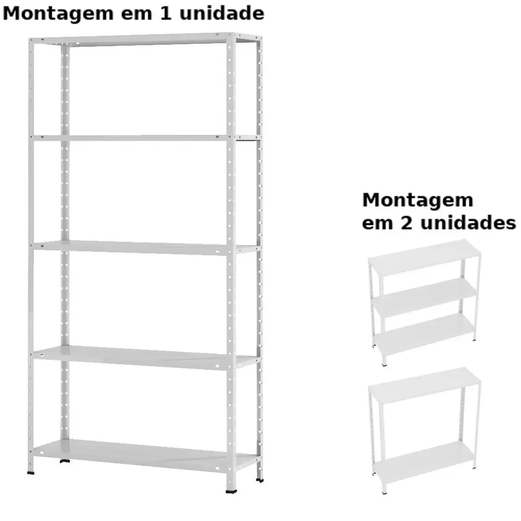 Kit 2 Estante Aço Leve 5 Prateleiras Suporta 100Kg W3 10071 - 2