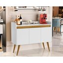 Ver imagem 1 de Aparador Canto do Café Junior Luxo 3 Portas Pés Palito Cor Branco / Madeirado Comprar Moveis em Casa