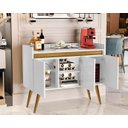 Ver imagem 5 de Aparador Canto do Café Junior Luxo 3 Portas Pés Palito Cor Branco / Madeirado Comprar Moveis em Casa