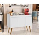 Ver imagem 3 de Aparador Canto do Café Junior Luxo 3 Portas Pés Palito Cor Branco / Madeirado Comprar Moveis em Casa
