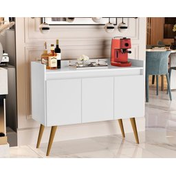 Aparador Canto do Café Junior Luxo 3 Portas Pés Palito Cor Branco / Madeirado Comprar Moveis em Casa - 3