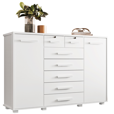 Cômoda de 7 Gavetas 2 Portas Fontana Móveis Albatroz:branco