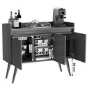 Ver imagem 3 de Aparador Buffet Gold Marmorizado 3 Portas Pés Madeira Maciça Mel/marmore Branco