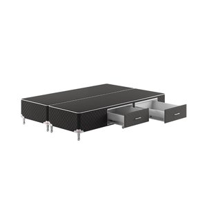 Base Box Gaveta Bipartido Queen Spubio Incofal Marrom 158x198x40cm