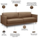Ver imagem 2 de Sofá 3 Lugares para Sala Living Industrial 240cm Romero L06 Couro Marrom Claro - Lyam Decor