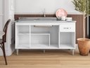Ver imagem 2 de Balcão Gabinete P/ Pia Gabriela com Tampo 150 Cm Ajl Móveis - Branco