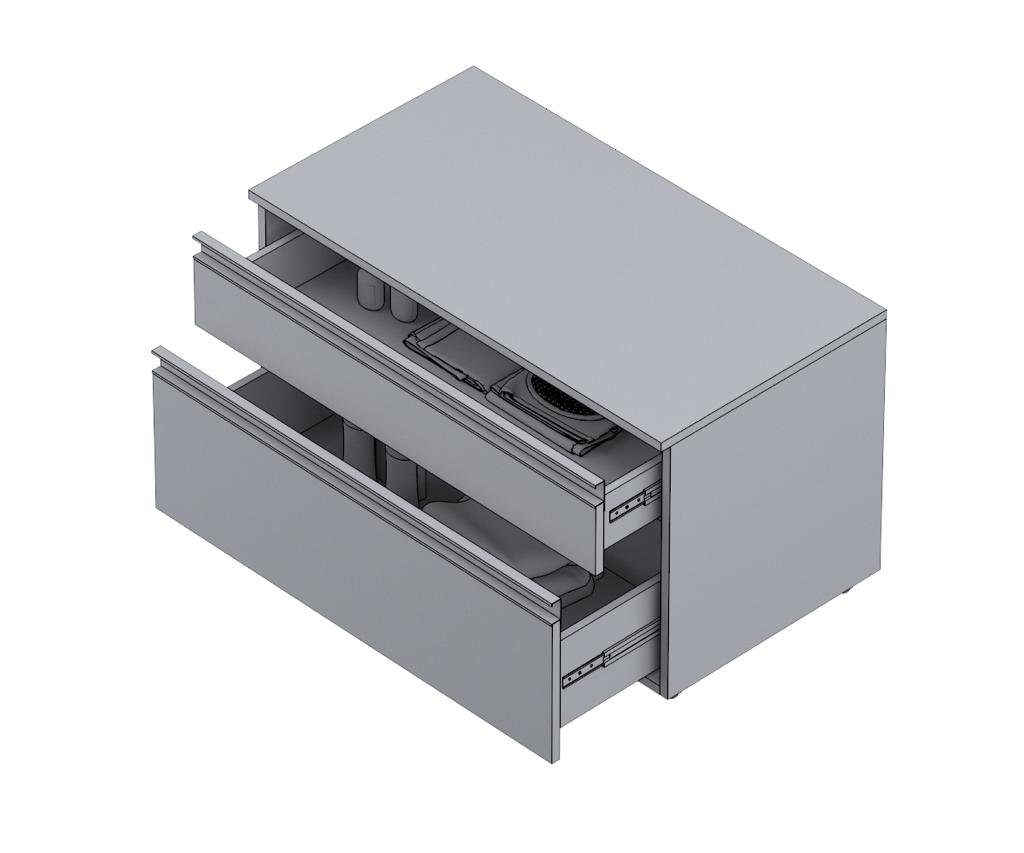 Gabinete para Banheiro com Rodízio 80cm 2 Gavetas Safira Inferior - 4