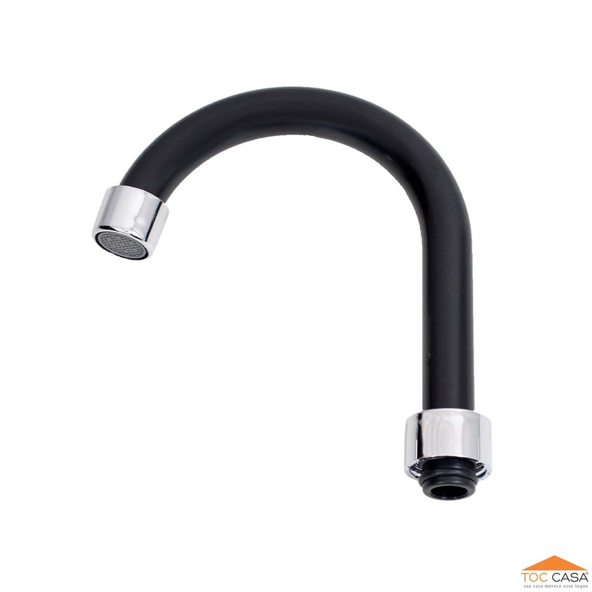 Tubo Bica 3/4 P/ Torneira Lavatório Abs Preto Arejador Fixo - 3