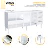 Gabinete de Cozinha para Pia 200 em Aço Vênus 3 Gavetas Branco - Cozimax - 2