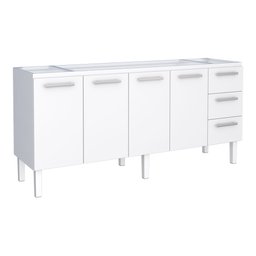 Gabinete de Cozinha para Pia 200 em Aço Vênus 3 Gavetas Branco - Cozimax - 1