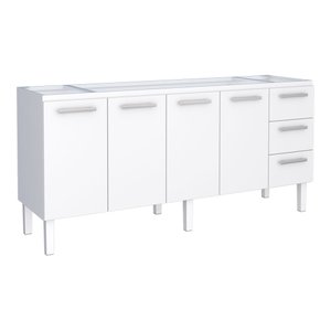 Gabinete de Cozinha para Pia 200 em Aço Vênus 3 Gavetas Branco - Cozimax
