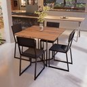 Ver imagem 1 de Conjunto Mesa de Jantar Quadrada Imbuia 4 Cadeiras Estofado Riviera Industrial Don Castro Deco