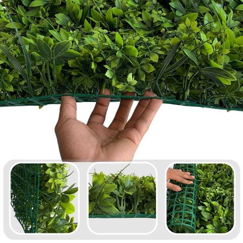 25 Placas de Jardim Vertical Luxo com Folhagem Artificial Mista para Paisagismo Moderno e Parede Ver