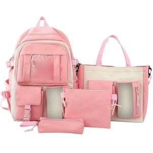 Kit Mochila Escolar Passeio Feminina C/ Espaço para Notebook:rosa