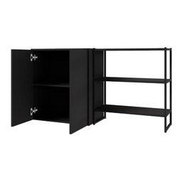 Armário Aéreo 60cm 2 Portas e Nicho 3 Prateleiras F5 Office Cor:preto - 4