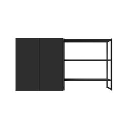 Armário Aéreo 60cm 2 Portas e Nicho 3 Prateleiras F5 Office Cor:preto - 5