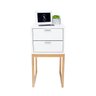 Mesa de Cabeceira Eco Industrial 30cm Branco 2 Gavetas Pés Ferro Dourado para Quarto Cama - 1