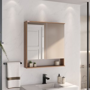 Espelheira para Banheiro Cecília 2 Portas com Espelho