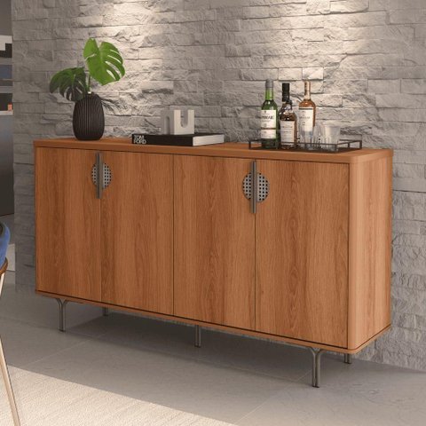 Buffet Aparador Libano Jequitibá 4 Portas MDF 160cm Jequitiba Amadeirado Casah