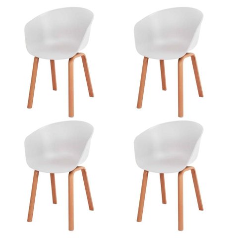 Kit 4 Cadeiras Toledo Anm8095f Anima Office Assento em Polipropileno Branco Base Aço Simulando