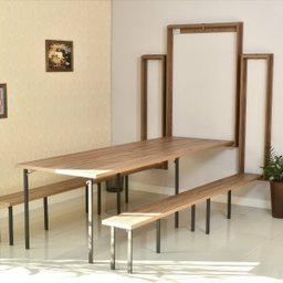 Kit Mesa Dobrável Retrátil de Parede 13 Lugares com Bancos(2,75m) - Noronha - 5