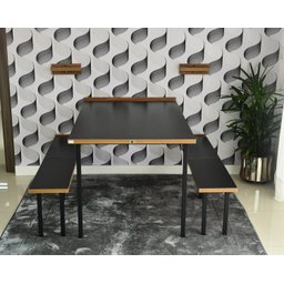 Kit Mesa Dobrável Retrátil de Parede 13 Lugares com Bancos(2,75m) - Noronha - 11