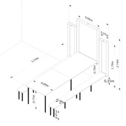 Kit Mesa Dobrável Retrátil de Parede 13 Lugares com Bancos(2,75m) - Noronha - 3