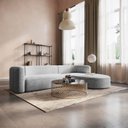 Ver imagem 1 de Sofá Modular Sala de Estar Decoração Luxo 265cm Lado Esquerdo Linho Celinne Luxuoso Cinza Claro