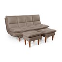 Ver imagem 6 de Sofá Cama Andorra com Banqueta Suede 3 Lugares Chocolate 377 Império