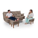 Ver imagem 4 de Sofá Cama Andorra com Banqueta Suede 3 Lugares Chocolate 377 Império